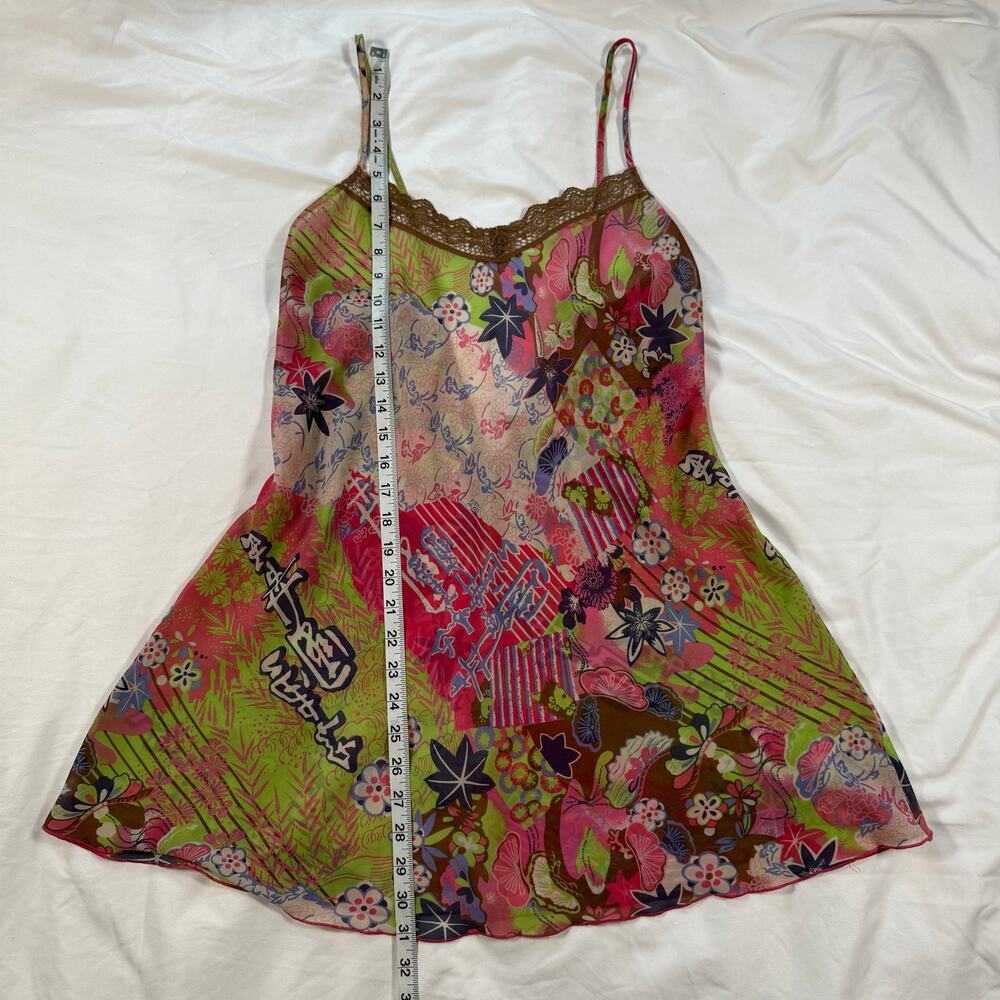 Vintage y2k Josie Natori mesh lace colorful slip dress nightgown - Picture 3 of 8